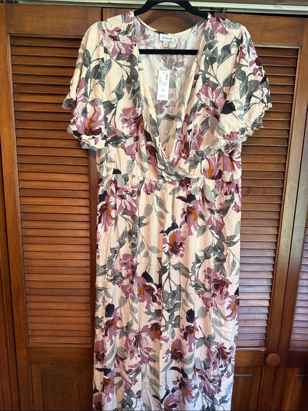 Avenue Pink Floral Wrap Maxi Dress